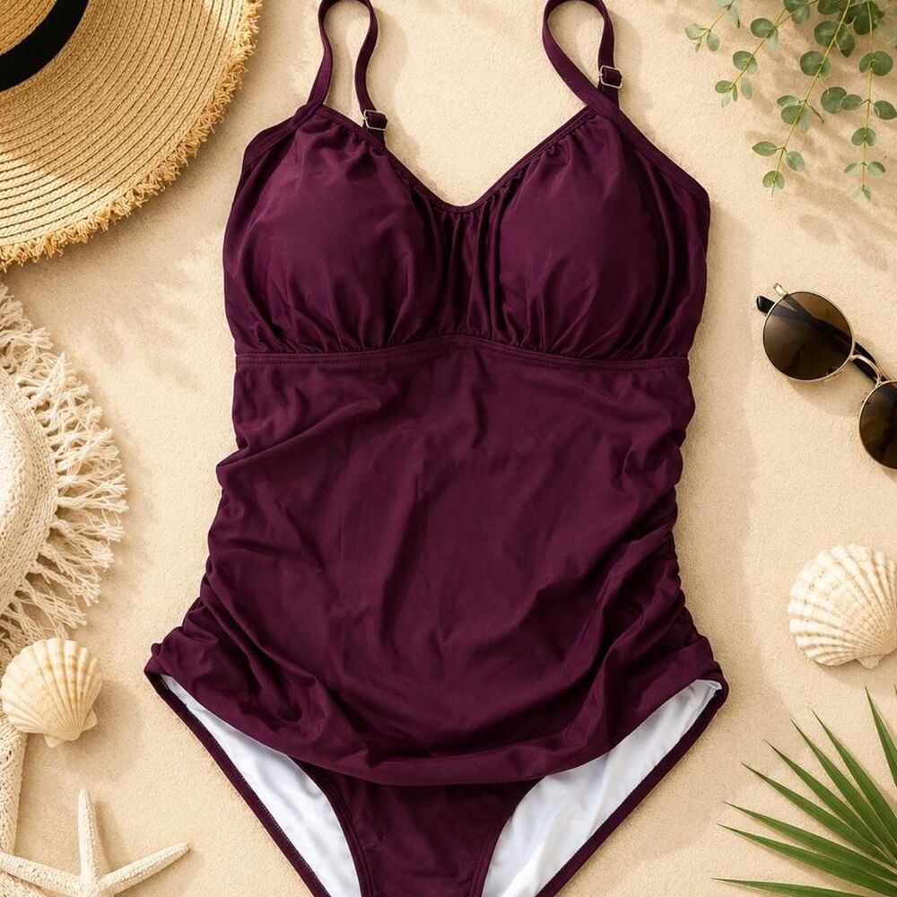 Aqua Women's Burgundy and Purple Swimsuit-one-piece